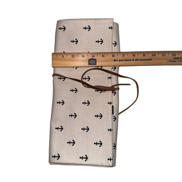 CB Station Canvas Multi Pocket Travel Roll Case Anchor Motif Tools Brushes - Picture 5 of 11